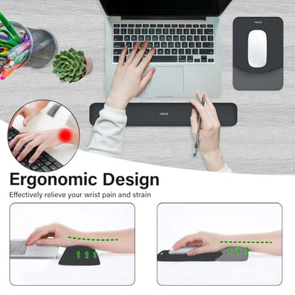 MOSISO Wrist Rest Support Mouse Pad & Keyboard Set, Slate Gray | Rectangular Ergonomic Mousepad, Non-Slip Base, Home/Office Pain Relief & Easy Typing, Neoprene Cloth & Raised Silicone Lining - color: Slate Gray