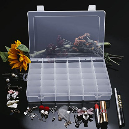 Gospire 36 Grids Clear Plastic Jewelry Box Organizer Storage Container with Removable Dividers (36 Grids - Clear) - color: Clear-36 Grids