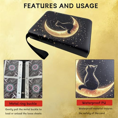 Card Binder 4 Pocket Holder 400 Cards With Zipper,Collection Binder Album Case with 50 Removable Sleeves for Trading Cards