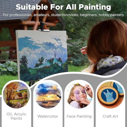 Bougimal 33 Pcs Paint Brush Set, No-Shedding Artist Paint Brushes | Paint Brush Kit with Flat Round Filbert Fan Angle Detail Brush for Acrylic, Oil, Watercolor, for Artists & Beginners (Tawny) - color: Tawny