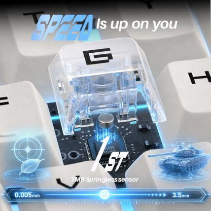 70% Springless TMR Gaming Keyboard,Custom CNC 0.005mm RT Updatable | 8K Polling Rate, 0.0125ms Latency, 0.005mm Precision, 0.001-3.5mm Actuation Travel, RGB Lighting, Gasket-Mount, PC+Mac Ready