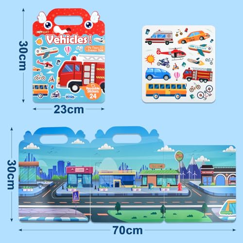 ASTARON 3 Pack Reusable 3D Puffy Sticker Book for Kids 3-6, Jelly Sticker Game Educational Sensory Learning Toy, Travel Toys and Busy Book(Little Wings Handle) - style: Little Wings Handle