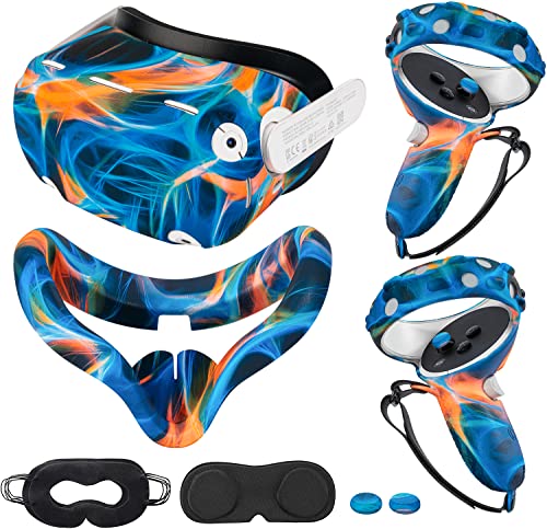 Compatible with Oculus Quest 2 Accessories, Silicone Face Cover, VR Shell Cover,Touch Controller Grip Cover,Protective Lens Cover,Disposable Eye Cover (Aurora) - color: Aurora