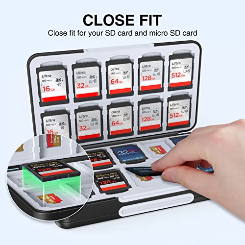 HEIYING SD Card Holder for Memory SD and TF Cards, Portable Case Compatible with 40 SDXC SDHC and 40 TF Card Slots - color: Carbon Fibre Black
