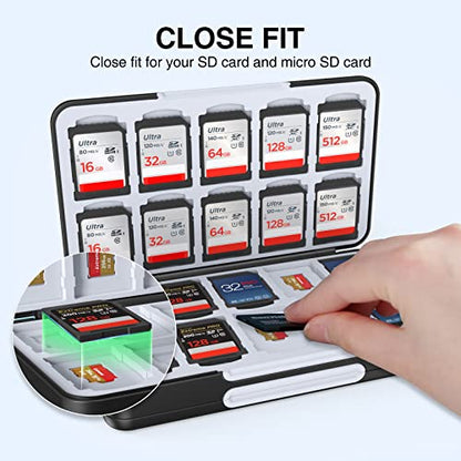 HEIYING SD Card Holder for Memory SD and TF Cards, Portable Case Compatible with 40 SDXC SDHC and 40 TF Card Slots - color: Carbon Fibre Black