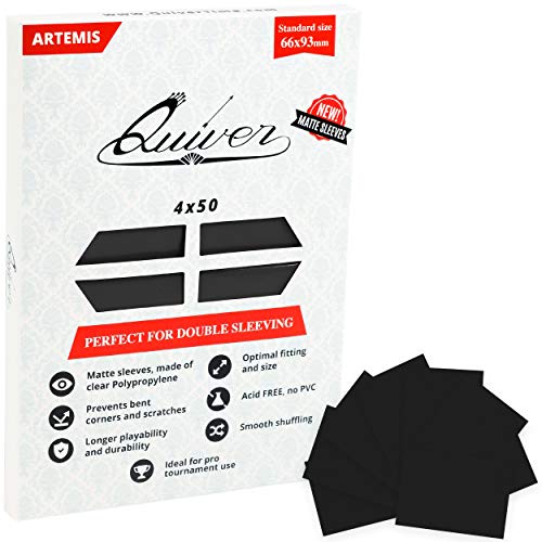 Quiver Time 200 Artemis Standard Size Black Card Sleeves fits Magic: the Gathering Cards - Single Matte TCG Card Protectors Deck Sleeves for Cards for Double Sleeving (66x93mm) - color: Black Matte Card Sleeves, size: 66x93mm (Standard Size - Double Sleev