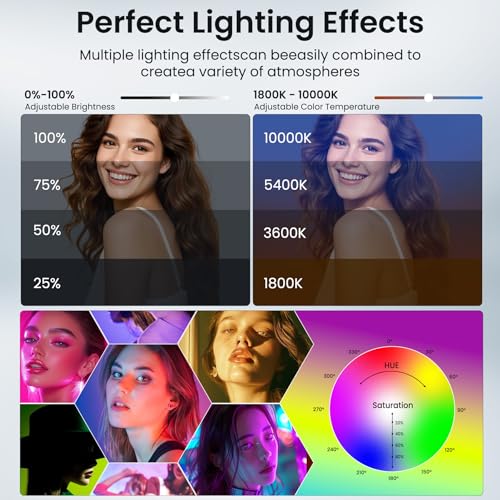 Selfie Phone Light with Magnetic,140 LED 1800K-10000K 4900mAh + Power Bank RGB Video Light CRI 96+ Professional Portable Lighting for Camera, TikTok, Vlog, Makeup, Zoom,Selfie - size: 140