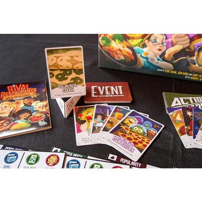 Rival Restaurants: Back for Seconds Expansion by Gap Closer Games | Strategy Board Game | 2 to 6 Players | Ages 10+ | 45+ Minutes | Expansion with New Chefs, Additional Restaurants & Action Cards - style: Expansion