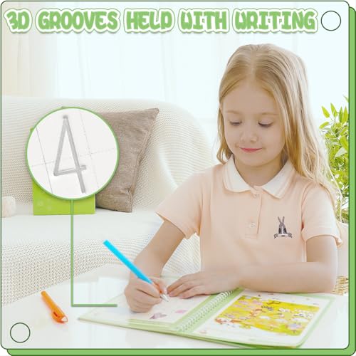 Reusable Grooved Handwriting Workbooks,Magic Copybook,Magic Writing Practice copy books, to help children improve their handwriting ink Practice Age 3-8 Calligraphy for kids(Character edition) - style: Character edition