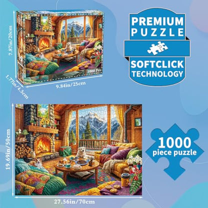 Jigsaw Puzzles for Adults 1000 Piece Puzzle for Adults 1000 Pieces Puzzle 1000 Pieces-Alpine Cozy Wooden House - color: Cozy Wooden House