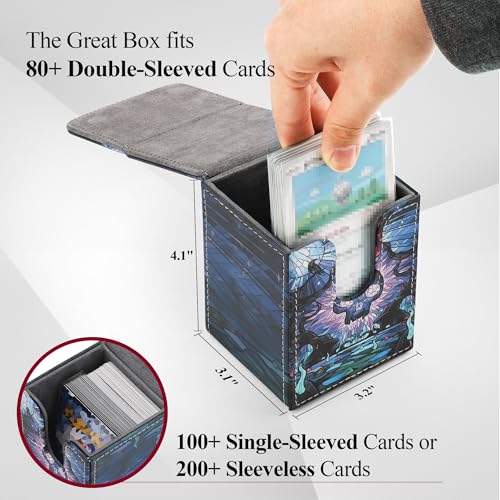 Card Deck Box for MTG Card Storage Box Holds 100 Plus Single Sleeved Cards with Trading Cards Games TCG Yugioh etc. (Purple) - color: Purple