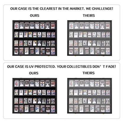 VERANI 36 Graded Sports Baseball Card Display Case Wall Mount Black 2PC | Lockable Trading Card Wall Cabinet,98% UV Block Acrylic Panel,Premium Wood Frame,Vertical Wall Mount Only - size: Large-Horizontal-Black-2Pack