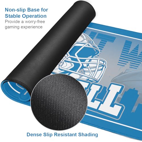 Football Desk Mat, Large Stitched Edges Gaming Mouse Pad, Blue City Design Keyboard Mat for Laptop Computer Desktop - 31.5x12 Inch for Football Fans - color: Blue Football