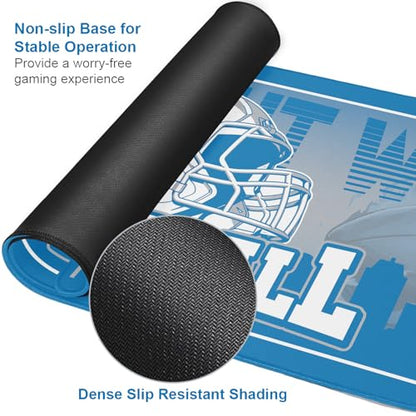 Football Desk Mat, Large Stitched Edges Gaming Mouse Pad, Blue City Design Keyboard Mat for Laptop Computer Desktop - 31.5x12 Inch for Football Fans - color: Blue Football