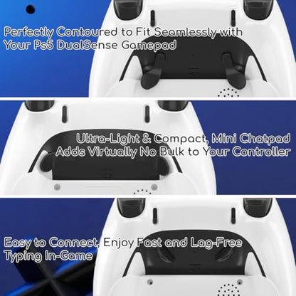Wireless Controller Keyboard for PS5 Pro Mini Portable Gamepad Chatpad with Built-in Speaker for Dualshock 5 Compact Keypad for PS5 Controller Voice Chat Board for Playstation 5 Gamepad Messaging