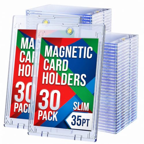30ct Magnetic Card Holder, 35pt Slim One Touch Card Holder, Hard Plastic Protectors, UV Protection Magnetic Cards Case Fits for Baseball, Football, Game, Sports Collectible Cards, Ultra Slim - size: 30 SLIM