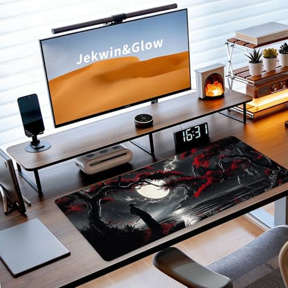 Large Gaming Mouse Pad, Japanese Samurai Desk Mat, XL Extended Big Mousepad with Non-Slip Rubber Base, Keyboard Computer Mat for Gamers, Office &Home, 31.5x11.8in, Red Maple - color: Samurai1