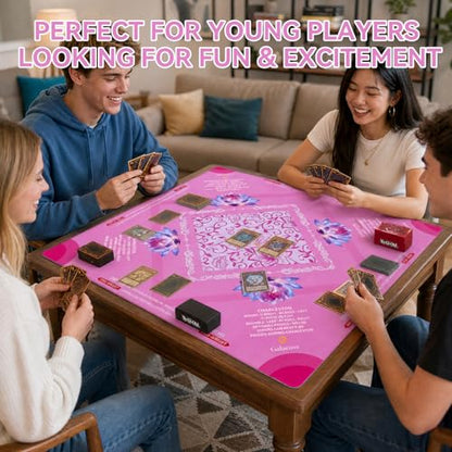 33" x 33" Blush Zen Lotus Mahjong Mat - Non-Slip Neoprene Pad, Noise Reducing, Easy Clean, Portable for Home, Travel & Airbnb - color: Blush Zen Lotus