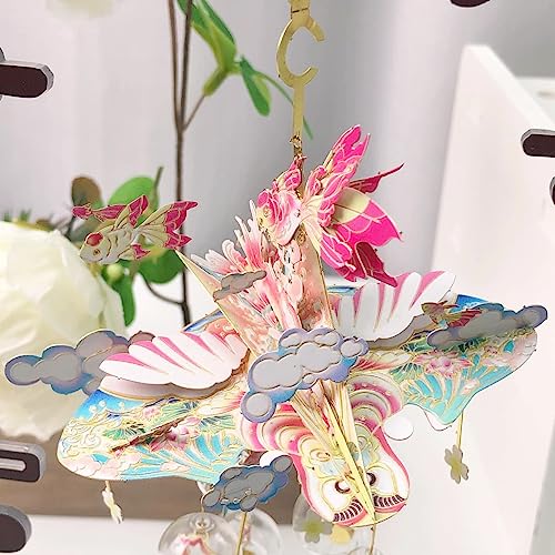 MU 3D Metal Puzzles Windbell Wind Chime E Model Kits Building for Adult and Teeners, Windchime Jigsaw Miniature DIY Sets, Birthday Gift - color: E Forever Beloved Ones