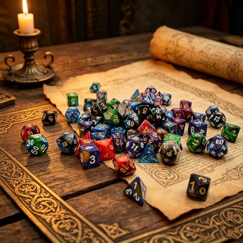 Red Mix Black DND Games Dice Set for Dungeons and Dragons D&D RPG Role Playing Polyhedral Dice 7-Die Set - color: Red & Black Dice