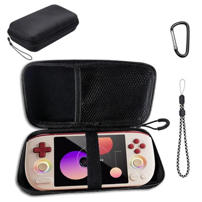 YAJOJO Carrying Case for AYANEO Pocket AIR Mini Handheld Game Console with Lanyard & Carabiner,Hard Shell Cover with Pocket for AYANEO Pocket AIR Mini & Accessories ,Shockproof(Black)