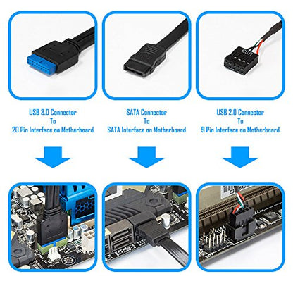 Kingwin Powered USB Hub 3.0 w/ 1 USB-C Port, SD Card Reader & Micro SD Card Reader - Sata Power Port w/Lightning Speed Data Transfer Up to 5Gbps - 5.25" Computer Case Front Bay, black (KW525-3U3CR) - size: 3 Port USB Hub