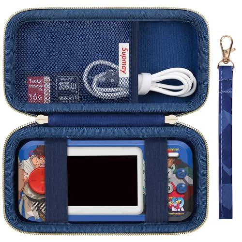 Supmay Hard Travel Case for My Arcade Street Fighter II / for My Arcade Megaman Pocket Player Pro, Portable Handheld Video Game Console Protection Case with Mesh Pocket for Batteries, USB Cable, Blue - color: Blue Cube 2