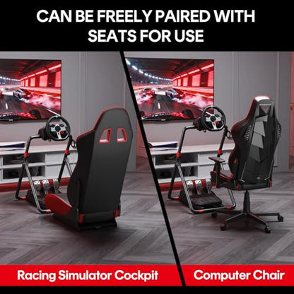 RACGTING Racing Wheel Stand for Logitech G29 - Foldable Racing Simulator Cockpit, Adjustable Sim Racing Stand for Logitech G920/G923/G27/G25, Thrustmaster T248X/T248/T300RS/T150/458, Black | Fits Logitech G29/G920/G923/G PRO, MOZA R3/R5/R21 & Thrustmaster
