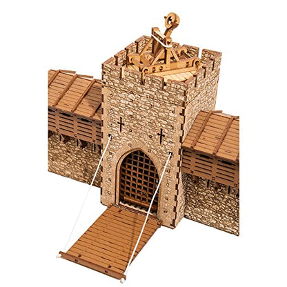 Barbican P - Castle gate - 3D Wooden Puzzle - DIY 28mm Scale Model Building Set for Adults and Collectors - Assembly kit - Tabletop Miniature Terrain Set - color: Gatehouse (Real Texture)