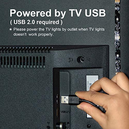 HAMLITE USB TV Bias Lighting 6500K True White for 50-55inch TV, 11.5ft LED Lighting fixtures for Indoor and Outdoor Lighting Applications Covers 4 Sides of 50-55 Inch TV, TV Light with RF Remote - size: 50-55" TV