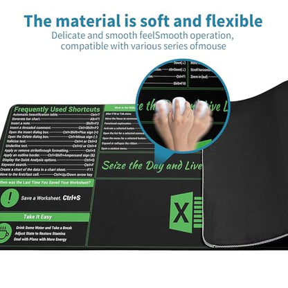 Excle Large Mouse Pad Desk Pad,Extended Mouse Pad Cute Mouse Pads for Desk Accessories,31.5 x 11.8In Long Computer Keyboard Mousepad Mouse Mat with 3mm Non-Slip Base and Stitched Edge - color: Excle