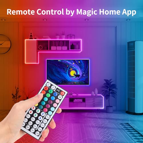 SUPERNIGHT RGB LED Strip Lights with Remote Controller & Power Supply | Color Changing, 16.4Ft SMD5050 300LEDs, Flexible, Cuttable, 44-key IR Remote, 12V Power Adapter, for Bedroom TV Backlight