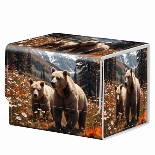 Strong Magnet for TCG MTG Commander Deck Box Playing Card Case Organizer Trading Card Case Creative Pattern Trading Card Storage Box for Collectible Games Up to 200 Cards, Wild Animals Brown Bear - color: Wild Animals Brown Bear