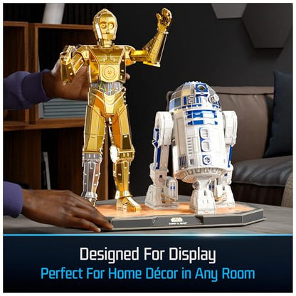 4D Build Star Wars C-3PO & R2-D2 Droid 3D Puzzle Model Kit, Room Display | 416 Premium Cardstock Pieces, No Tools Required, Immersive 3D Building Hobby, Ultimate Collectible Fan Gift For Ages 12+ - style: C-3PO & R2-D2 416 pcs