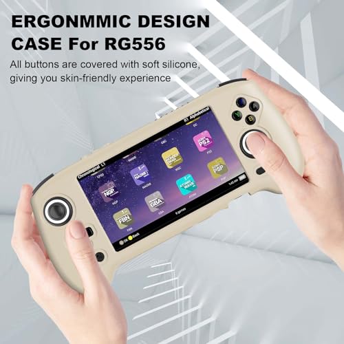 Silicone Protective Case for RG556, Only Compatible with Anbernic RG 556 Handheld Game Console Anti-Scratch Washable Soft Skin Case (White) - color: Off White