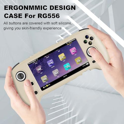 Silicone Protective Case for RG556, Only Compatible with Anbernic RG 556 Handheld Game Console Anti-Scratch Washable Soft Skin Case (White) - color: Off White