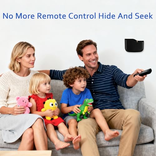 SUNFICON Adhesive Remote Control Holder Wall Mount Media Player Controller Holder Universal TV Remote Organizer Caddy Box Tray Hollow Bottom Slot Easy Phone Charging Home Office Desk Nightstand Black - color: 1PC Black