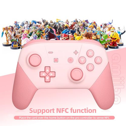 Switch Pro Controller, Wireless Switch Controllers with Carrying Storage Case, Upgraded Gamepad Switch Remote Replacement for Switch Controller Support NFC/Dual Vibration/Screenshot/Wake-up Function - color: Pink