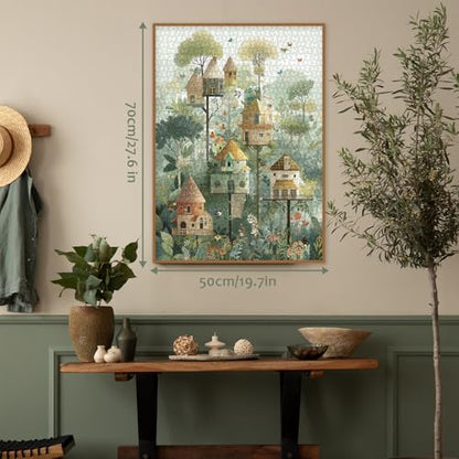 Fantasy Treehouse Puzzle for Adults 1000 Pieces, Whimsical Tree Jigsaw Puzzle, Plant Flower Floral Challenging Puzzle