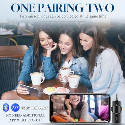 3 in 1 Wireless Lavalier Microphone for iPhone, iPad, Android, Camera,12-Hour Battery, mini Noise Reduction Recording Mic 2.4G Ultra-Low Delay, Creator Microphone/ TikTok/YouTube Live Stream( 3 Pack)