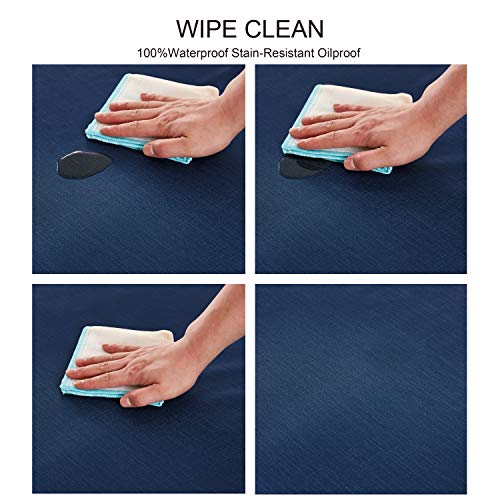 NLMUVW 48 Inch Square Vinyl Tablecloth, Navy Blue PVC Table Cloth Waterproof Wipe Clean Heavy Duty Table Cover for Kitchen Dining Picnic, 48 x 48 inch - color: Navy, size: 48" x 48" (Square)