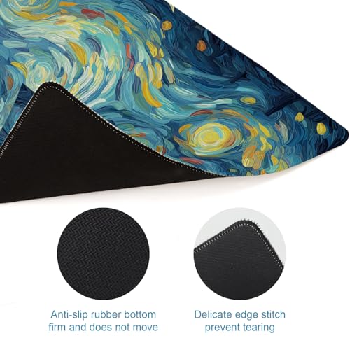 Gaming Mouse Pad, Big Cute Mousepad, XL Large Extended Desk Mat with Non-Slip Rubber Base, Laptop Desk Pad, Computer Keyboard Mat Office&Home, 31.5x11.8in, Starry Night Black Cat - color: Starry Night Cat