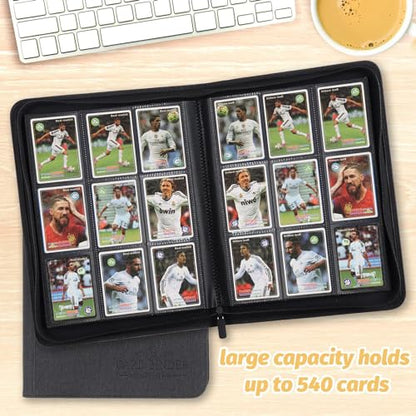 9 Pocket Card Binder, Premium Zip Trading Card Binder, 540 Double Sided Pocket PU Collection Binder, Collector Album, Card Folder for MTG, TCG, Sports Cards (Black) - color: black540