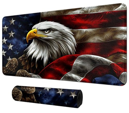 Eagle Holding American Flag for MTG & TCG Playmat Mouse Pad,BFDHGQZC 24" x 14" Game Mat for MTG/RPG/CCG Trading Card Game Playmats Table Mat Perfect for Card Games Video Games Computer Office - color: Eagle Holding American Flag
