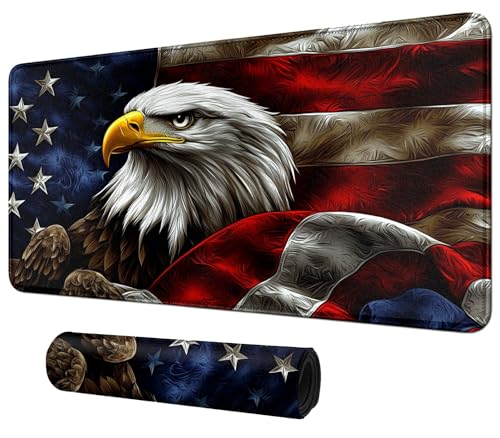 Eagle Holding American Flag for MTG & TCG Playmat Mouse Pad,BFDHGQZC 24" x 14" Game Mat for MTG/RPG/CCG Trading Card Game Playmats Table Mat Perfect for Card Games Video Games Computer Office - color: Eagle Holding American Flag
