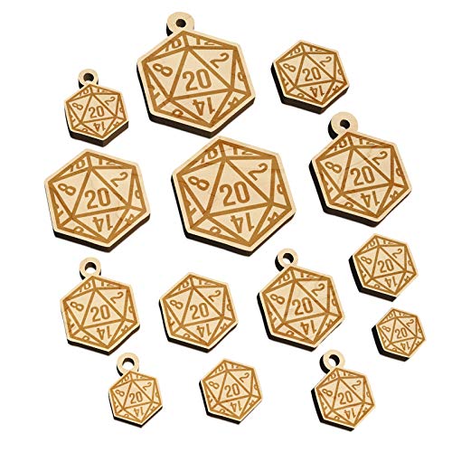 D20 20 Sided Gaming Gamer Dice Critical Role Mini Wood Shape Charms Jewelry DIY Craft - 20mm (15pcs) - No Hole - color: No Hole, size: 20mm (15pcs)