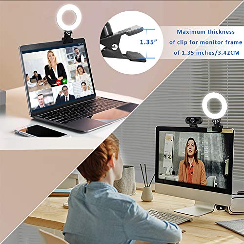 Video Conference Lighting Kit, Ring Light for Monitor Clip On | for Remote Working, Distance Learning,Zoom Calls, Self Broadcasting and Live Streaming, Computer Laptop Video Conferencing - size: 5 Inch
