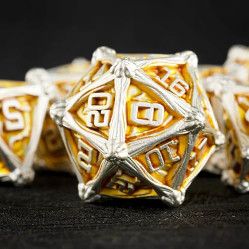 Surpass DND dice Set D&D dice Metal Role Playing Metal Polyhedral Dice for Dungeons and Dragons RPG dice Set MTG dice Dungeons and Dragons Gifts (Yellow) - color: Yellow