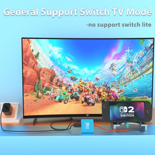 pdobq Switch 2 Dock, Switch Docking Station for Nintendo Switch1 Dock, Portable Switch2 TV Adapter Support 4K/60HZ Switch2 TV Mode Compatible Switch2/1/OLED, Travel with HDMI2.0 USB3.0 - size: 4K/60HZS2