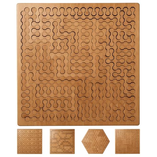 Fractal Tray Puzzle, Fractal Puzzles for Adults, Irregular Wooden Jigsaw, Mind Bending Hilbert Curve Puzzle, Challenging Portable Brain Training Game (KeyMaze) - style: KeyMaze